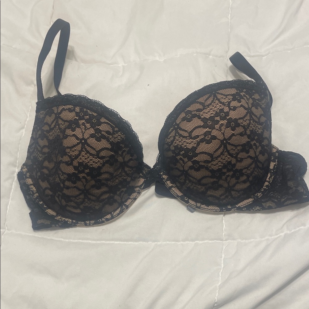 Aerie Black Lace Overlay Push-up Bra